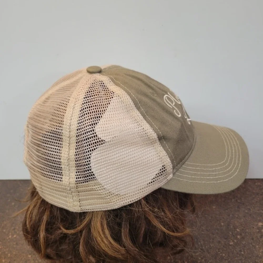Plant Lady Script Hat Olive & Beige Strap Back Adjustable Baseball Cap